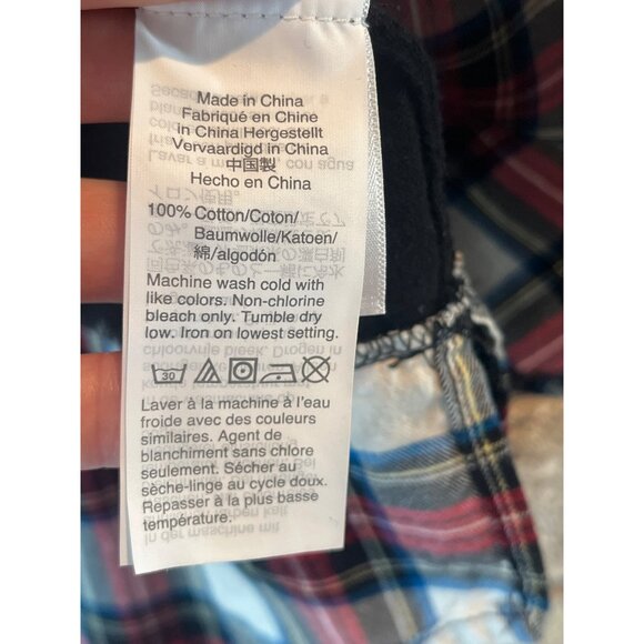 J.Crew Womens Black Sweater With Red/Blue Plaid Collar & Hem Size M 100% Cotton - Picture 5 of 9